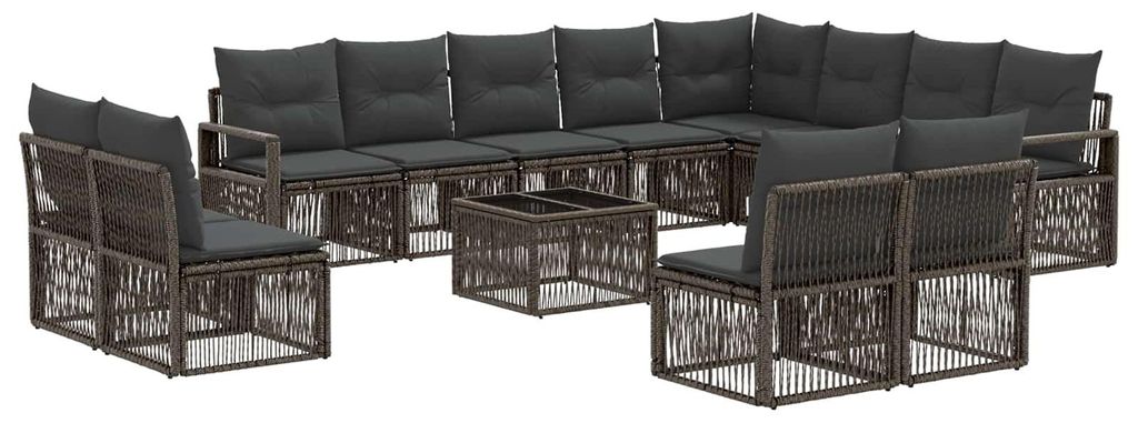 vidaXL Gartensofa-set 13 pcs Grau Poly-Rattan