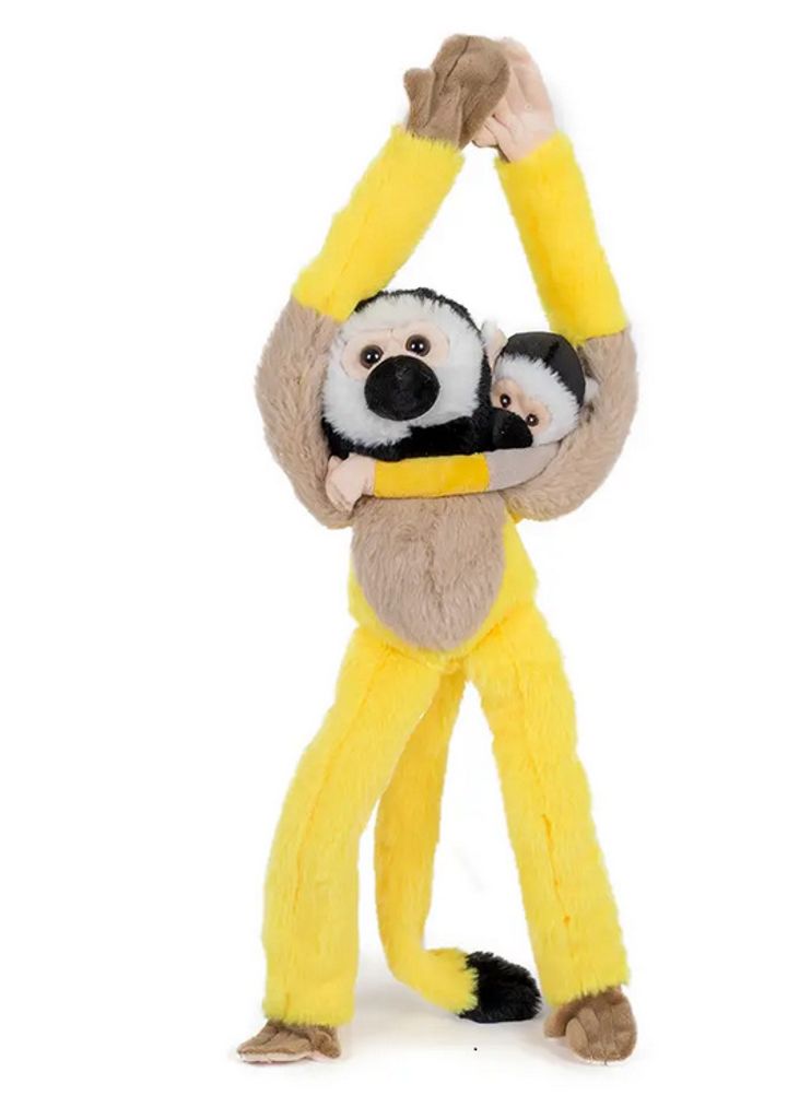 Plüschtier Totenkopfäffchen mit Baby, 54 cm, Hängeaffe Affe Hängeaffen Kuscheltiere Stofftiere Totenkopfaffe