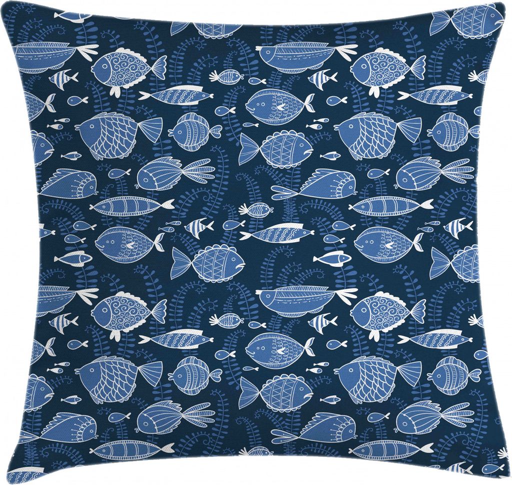 ABAKUHAUS Ozean Kissenbezug, Tropic Fisch Moss Leaves, Digitaldruck Wasser Resistent Farbfest mit Reißverluß und Waschbarer Kissenhülle, 50 x 50...