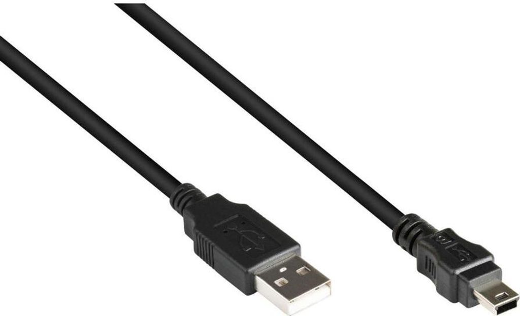 USB 2.0 Kabel A auf Mini B, 1m, schwarz, 480 Mbit/s