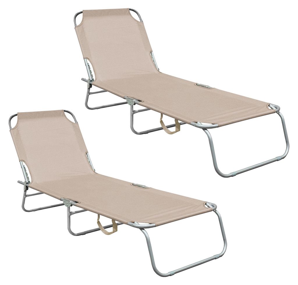Aga 2x Gartenliege verstellbar Beige Produktbild 