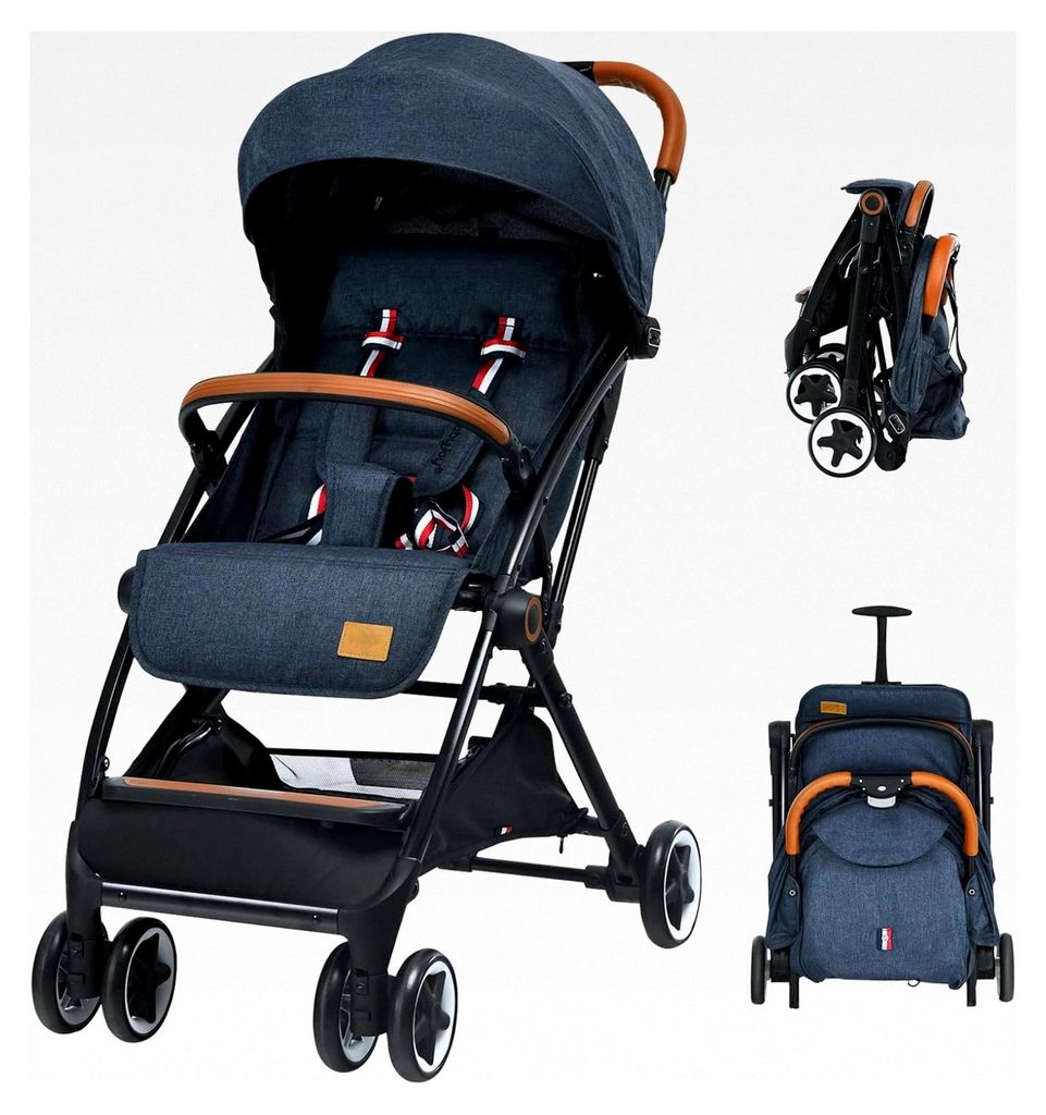 Klappbarer Kinderwagen, Kinderbuggy mit Liegeposition & Verstellbarer Rückenlehne, Reisebuggy mit Korb & Sicherheitsgurt, Babywagen für 6-36 Mona...