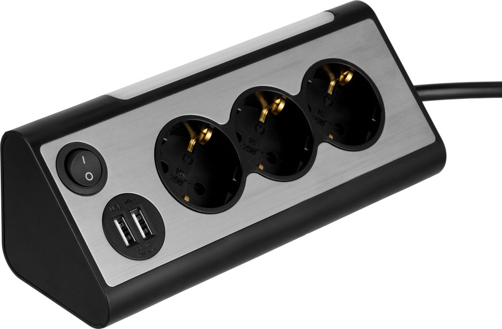 REV LightSocket, Dreifachsteckdose beleuchtet (LED) 2xUSB, Produktbild 