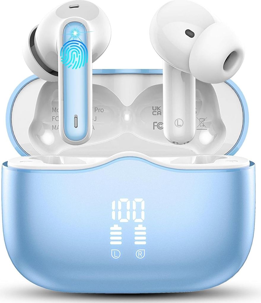 Xinwld Bluetooth 5.4 In-Ear Kopfhörer mit 40h Spielzeit, ENC Mikrofone, LED Ladecase, IPX7 wasserdicht, Touch Steuerung