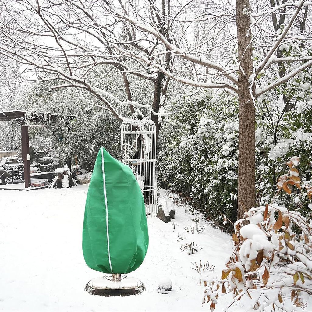 1 Stück Winterschutz für Pflanzen Pflanzenschutzsack Atmungsaktiv Wiederverwendbar Pflanzen Frostschutz Haube mit Reißverschluss Zugband 100*120cm