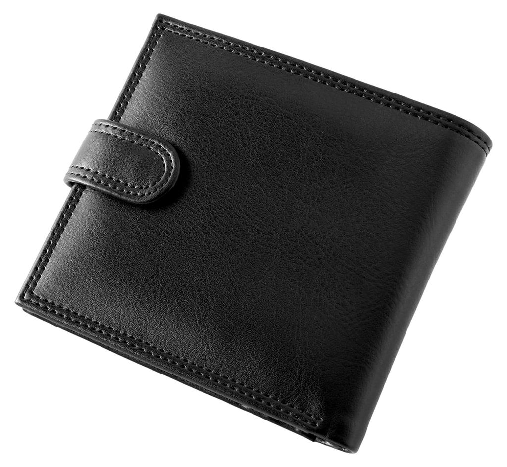 Herren Standard Brieftasche mit Druckknopfverschluss Schwarz One Size