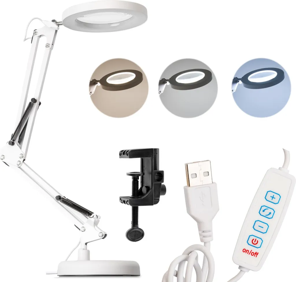 Lampe Loupe LED contre Fatigue Visuelle - Grossissement 3x et CCT USB-C