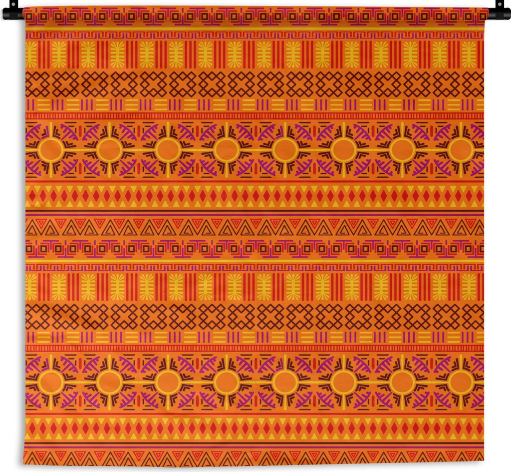 MuchoWow Wandteppich Wandbehang Muster - Orange - Sonne 150x150 cm Tapisserie Dekoration Wandtuch - Wohnaccessoires - Modernes
