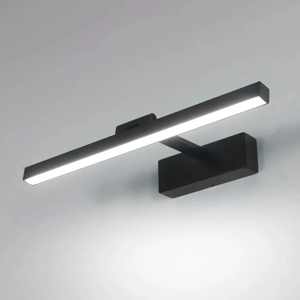 Applique LED Salle de Bain Noire Orientable 9W Lumière du Jour 6000K