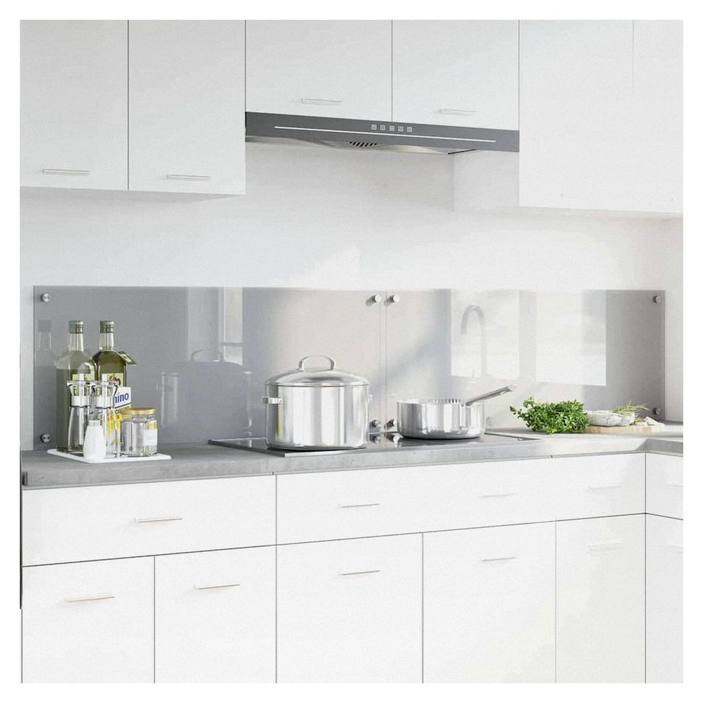 Küchenrückwand 2 Stück Hellgrau 100 x 40 cm Gehärtetes Glas, Moderne Küchenrückwand, langlebiger hitzebeständiger Glas-Schutz, schlankes Upg...