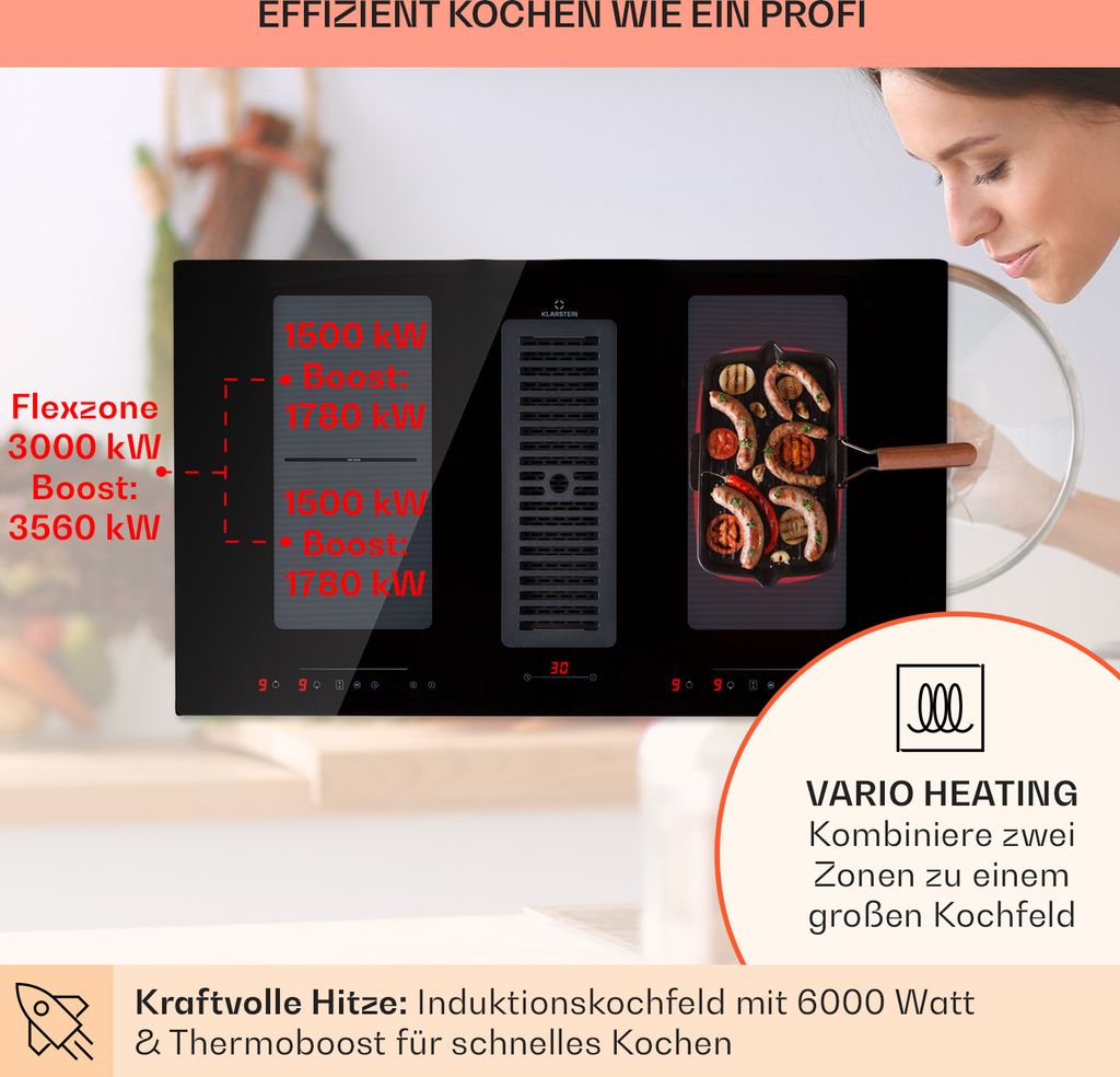 Klarstein 2-in-1 Induktionskochfeld mit Dunstabzug, Produktbild 4