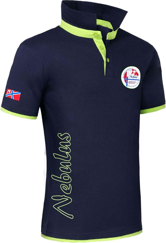 Nebulus Poloshirt SHIP Herren, Shirt, Sweatshirt, Polo, P4002 - Herren, navy-lime, XL