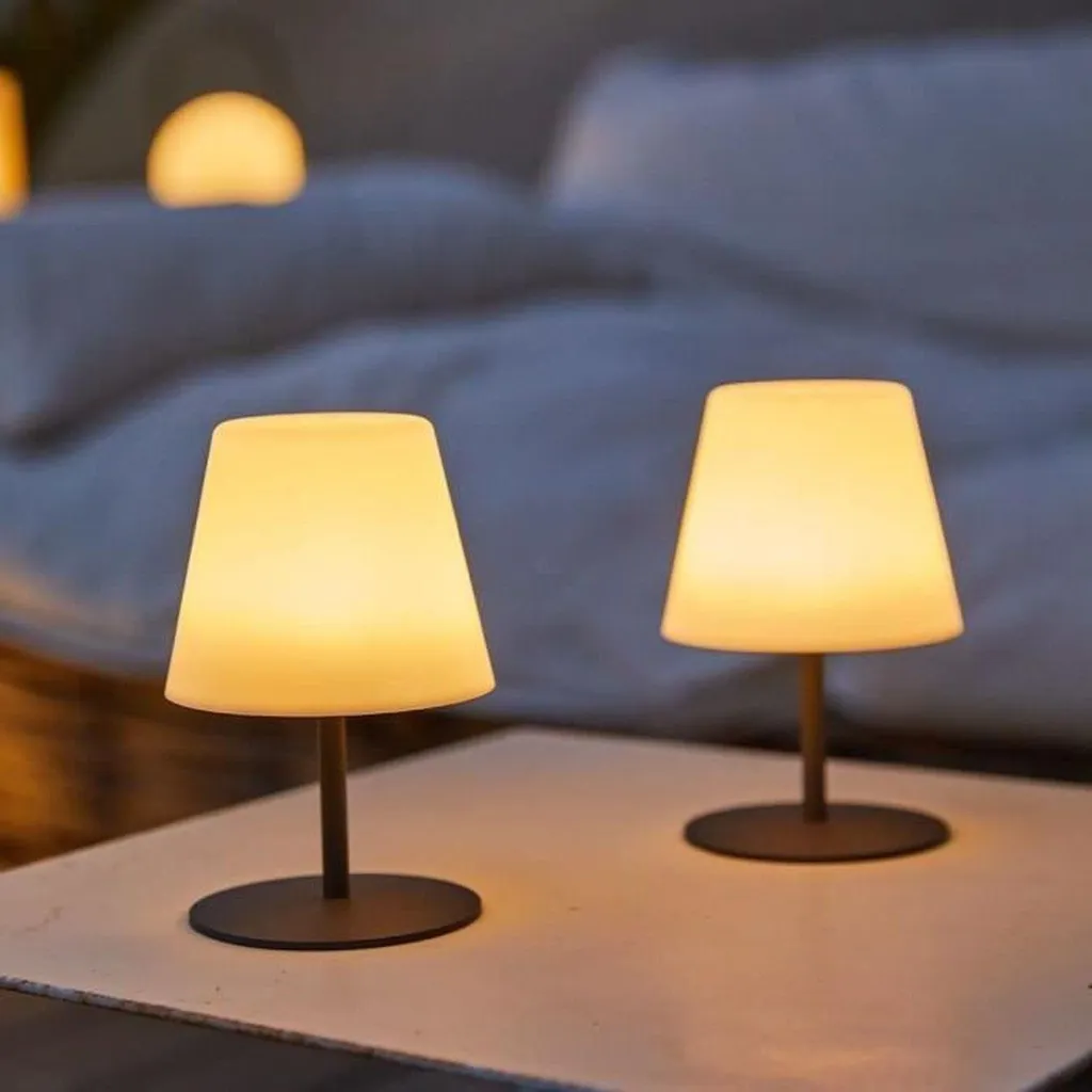 Lampe de table LED sans fil dimmable TWINS Grise - Pack de 2 petits formats