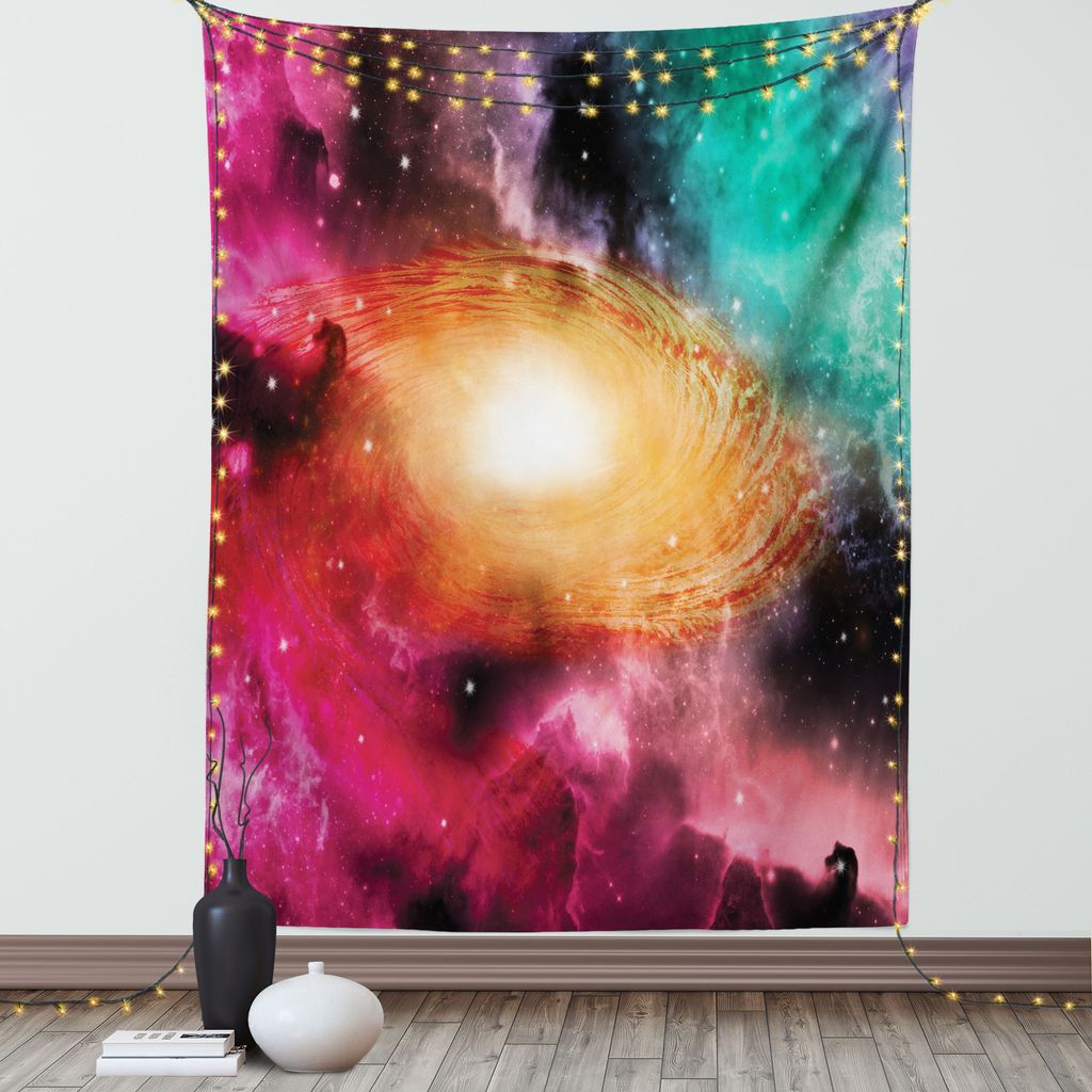 ABAKUHAUS Tierkreis Wandteppich, Bunte Astronomie Bilder einer Spiralgalaxiesterne Stardust und des Kosmos, Wohnzimmer Schlafzimmer Seidiger Satin ...