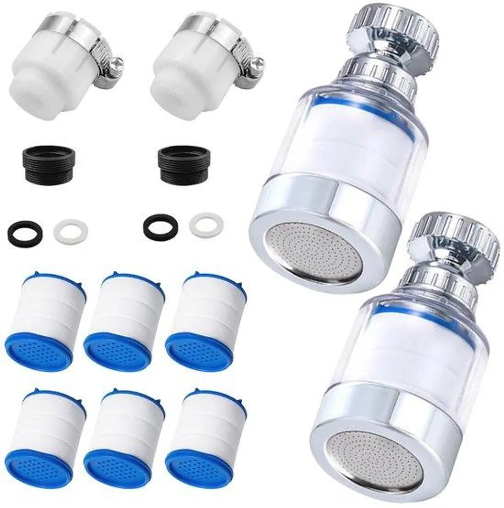 Purificateur d'eau pour robinet de cuisine pivotant 360° - Lot de 2 filtres