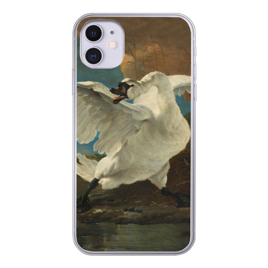 MuchoWow Handyhülle Schutzhülle Hülle für iPhone 11 Der bedrohte Schwan - Gemälde von Jan Asselijn Silikon Softcase Handy Hülle - Handytasche
