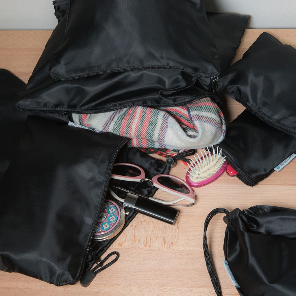 Kleidertaschen Schuhbeutel Wäschebeutel Reise Gepäck Organizer Travel Packing Cubes Schwarz Pink Navaris Koffer Packtaschen Set 9-teilig 
