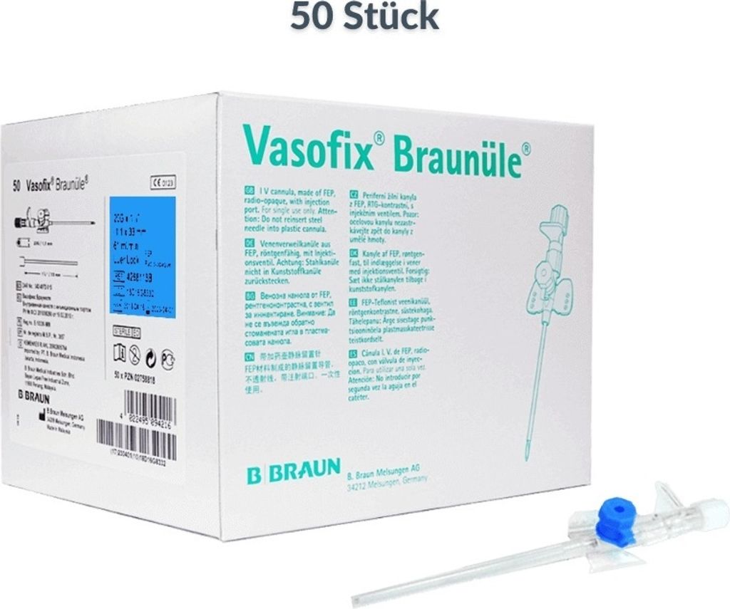 Vasofix Braunüle 22 G blau (50 Stk.)