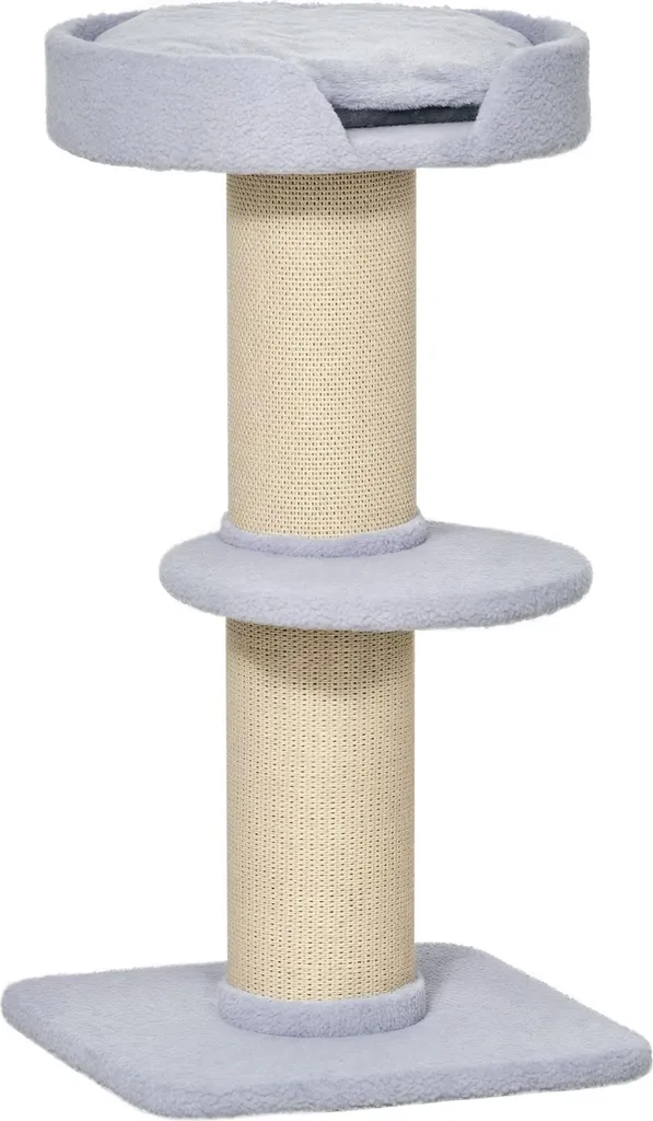 PawHut Arbre à chat avec tronc à griffer en sisal bleu clair 40cm