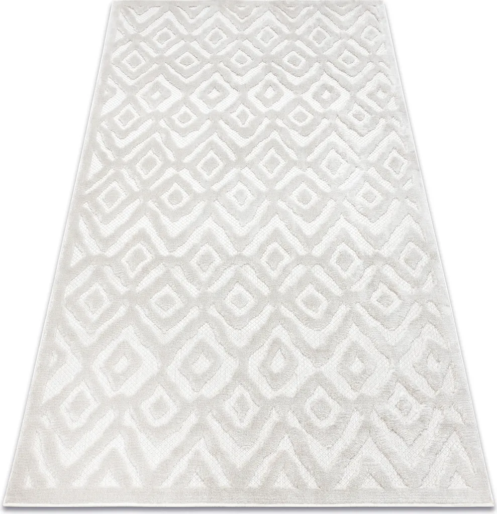 Tapis de salon beige aspect sisal tissé plat avec motifs géométriques