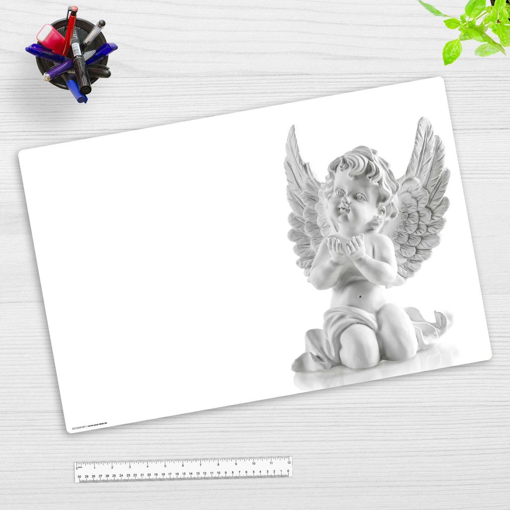 Schreibtischunterlage für Kinder und Erwachsene - Betender Engel in weiß - 60 x 40 cm - premium Vinyl - Germany