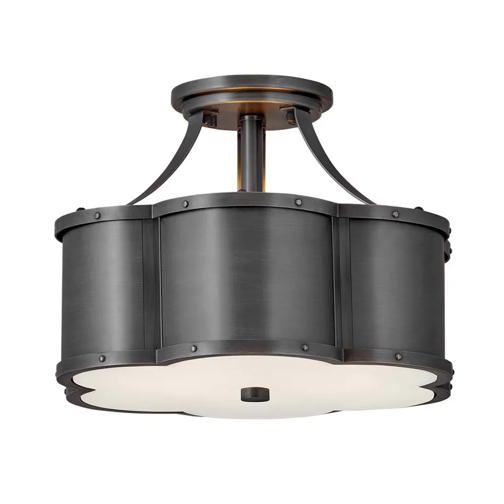 Plafonnier de cuisine ou couloir noir 2xE27 Quintiesse verre 36 cm