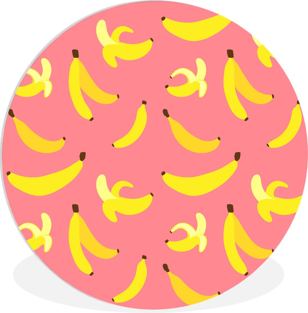 MuchoWow Rundes Wandbild - Runde Bilder Banane - Rosa - Tropisch Ø 30 cm Kreis Wanddekoration Kunststoff - Wandkreis - Wandschmuck - Schlafzimme...