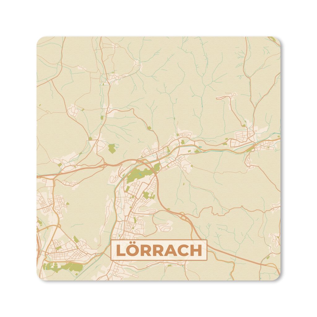MuchoWow Mauspad Mousepad Lörrach - Karte - Vintage - Stadtplan 30x30 cm - Mousepads - Maus Mat - Pad - Mausunterlage - Gaming