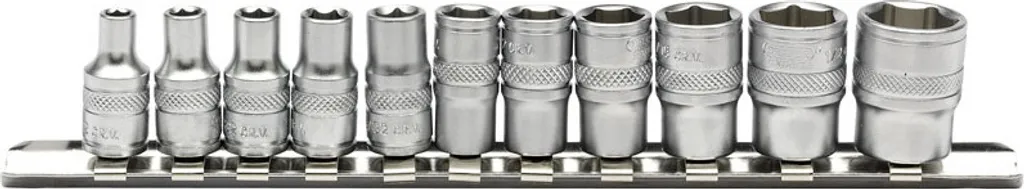 Set Bussole DRAPER 1/4 Pollici 11 Pezzi - Metrico 4-14mm su Guida Metallo