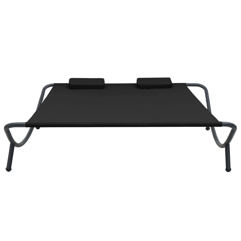 vidaXL Sonnenliege Stoff Schwarz Produktbild 