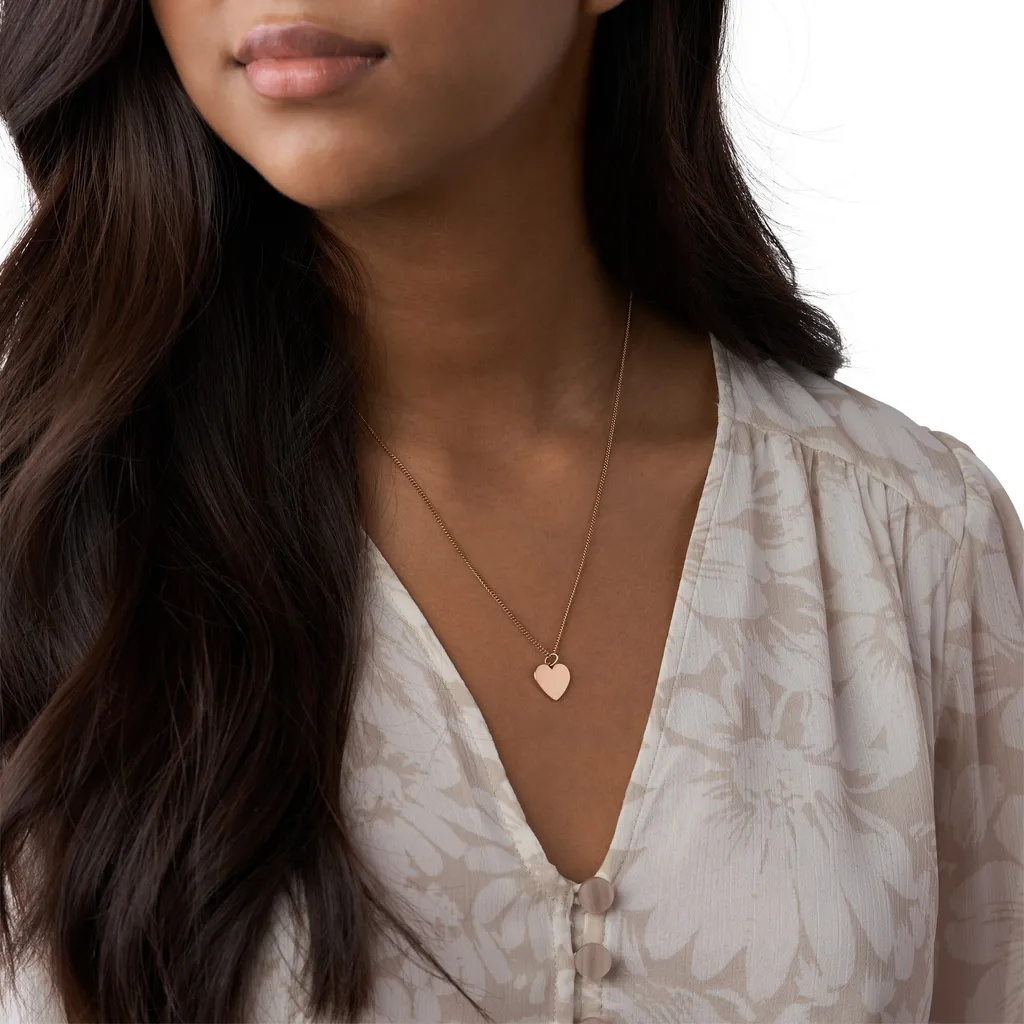 Gioielli Fossil JF03021791 Collana con Cuore Oro Rosa Donna - 3