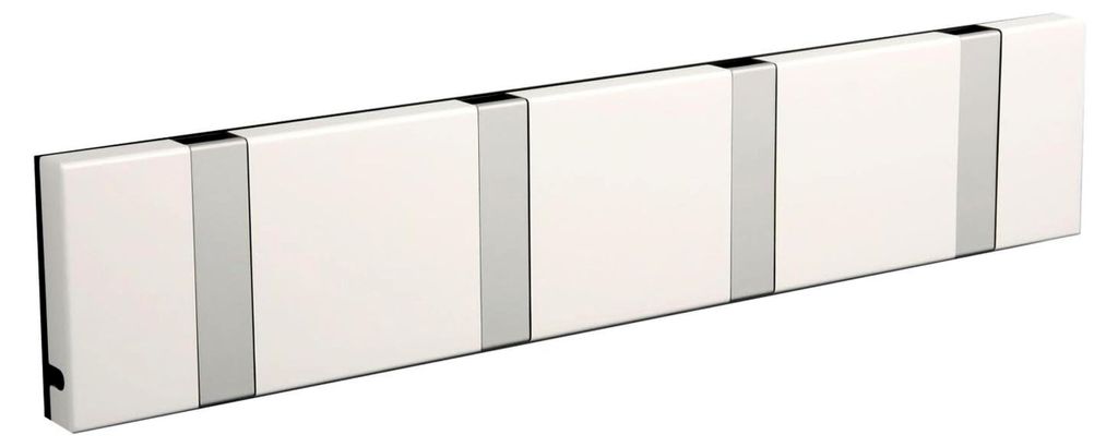 LoCa Garderobe Knax 4 weiß (klappbare Haken aus Aluminium) Garderobenleiste mit Kleiderhaken für den Flur