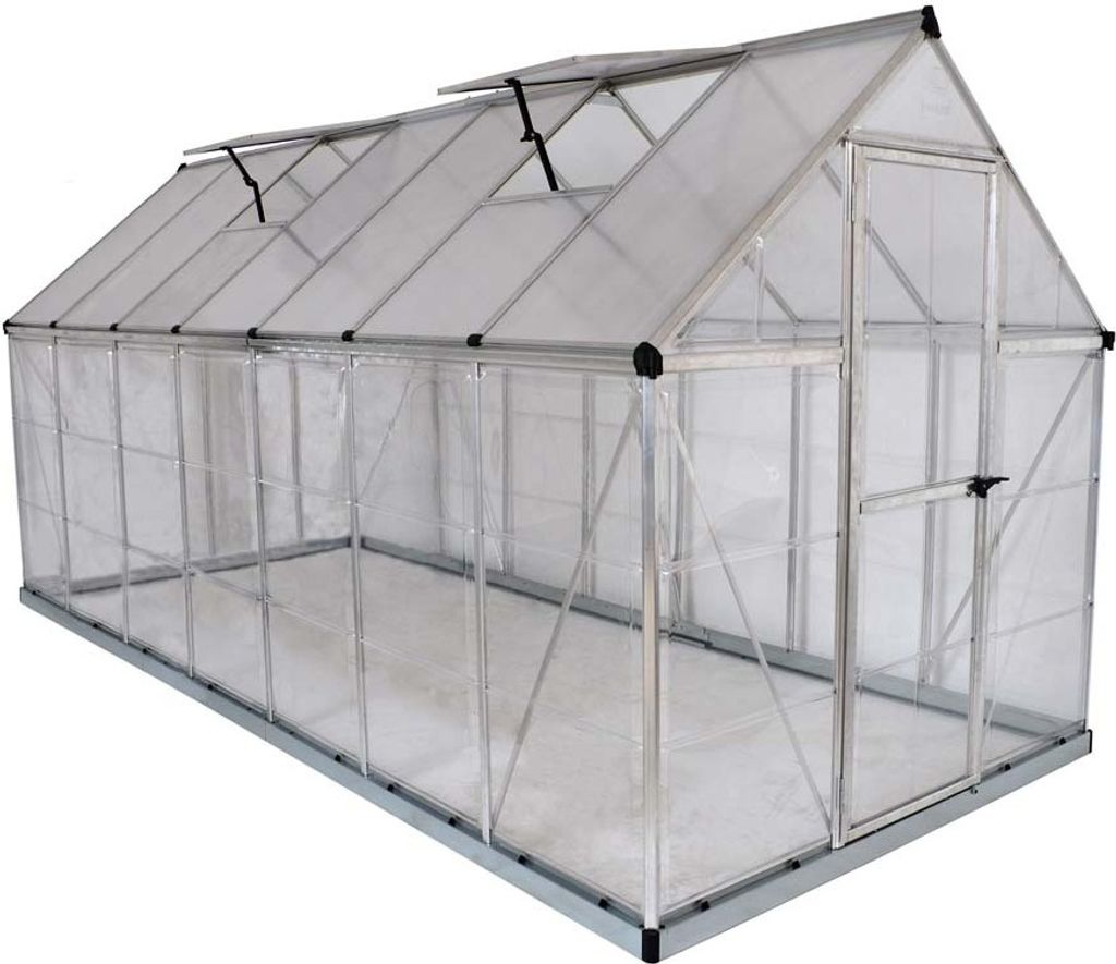 Palram - Canopia Aluminium Gewächshaus Hybrid 614 Silber 426x185x208 cm