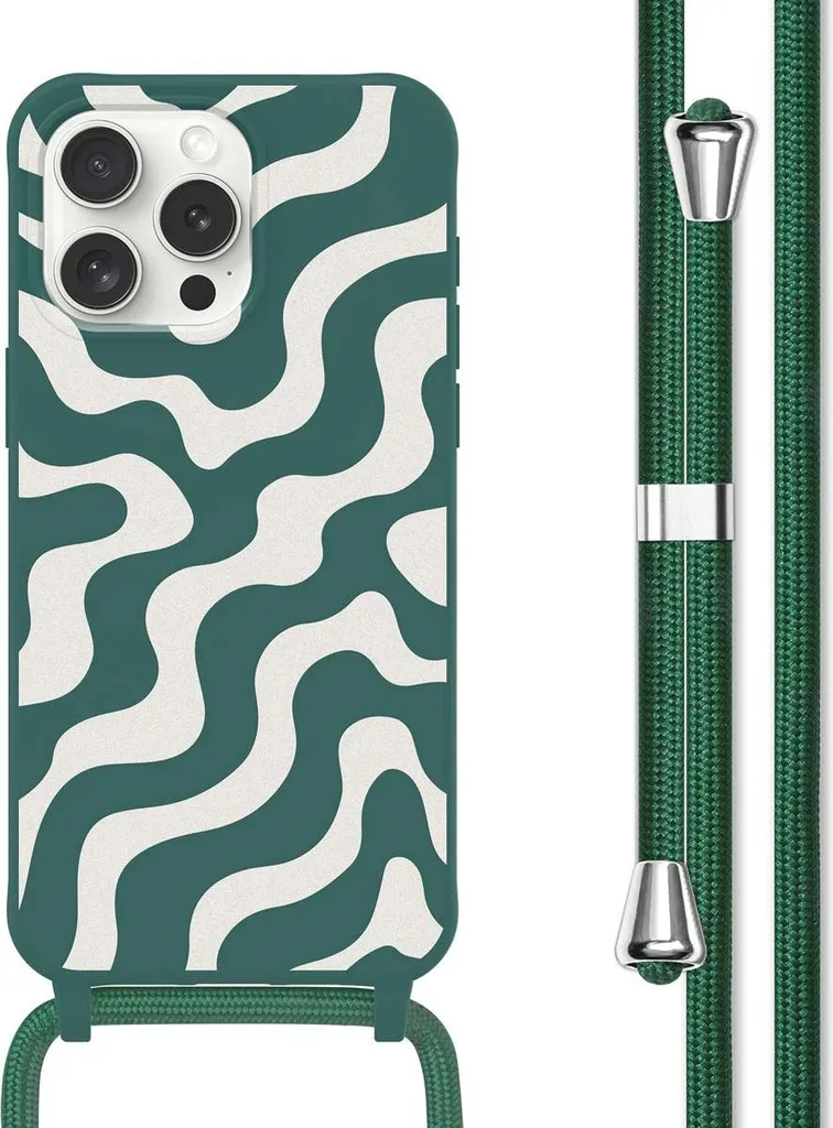Cover iMoshion iPhone 15 Pro Max con Cordino Petrol Green Groovy Glam