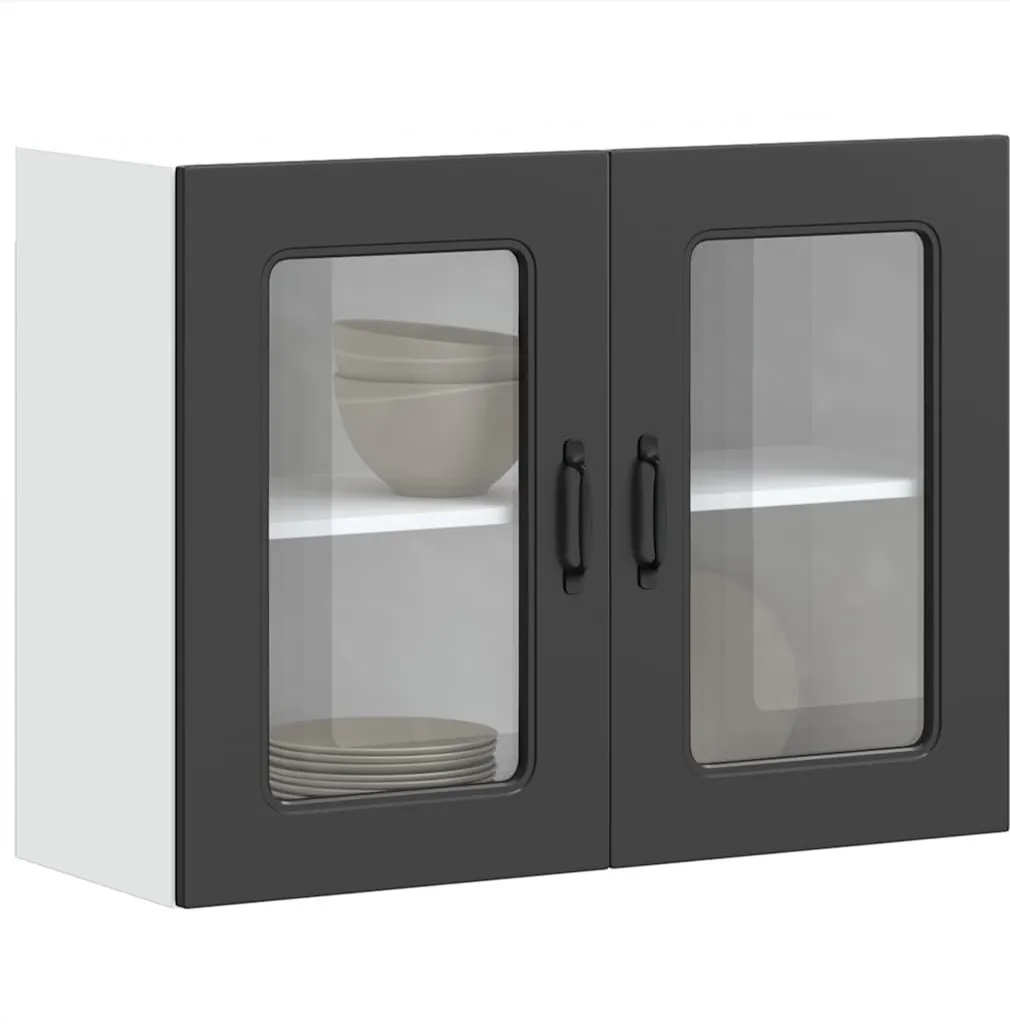 Pensile SYFAX Kalmar Nero 19kg - Armadietto Cucina Vetro e Legno