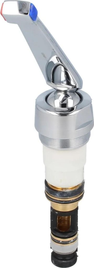 A close-up, isolated shot of a faucet valve assembly.