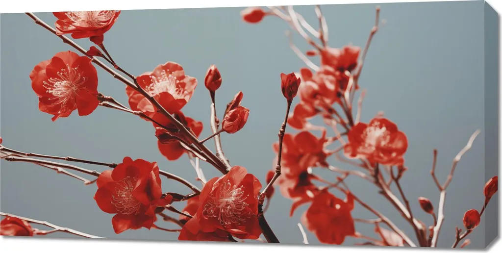 Tableau Panoramique Printemps écarlate 100x50 - Couleurs Vives et Design