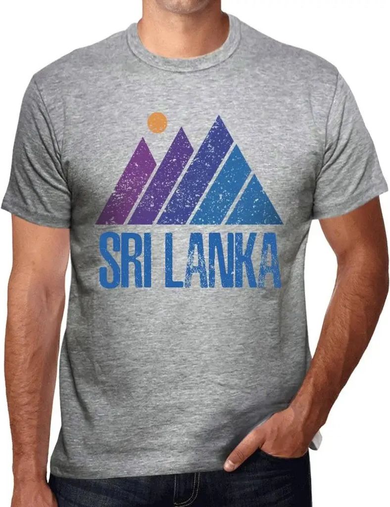 Herren Grafik T-Shirt Berg-Sri-Lanka – Mountain Sri Lanka – Öko-Verantwortlich Vintage Jahrgang Kurzarm Lustige Druck Geburtstag Geschenk Mann