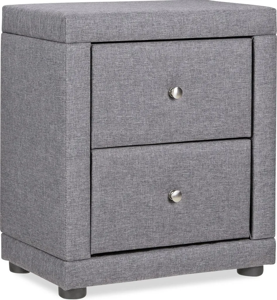 Table de Nuit Grise en Tissu - Finissez-en avec le Désordre près du Lit