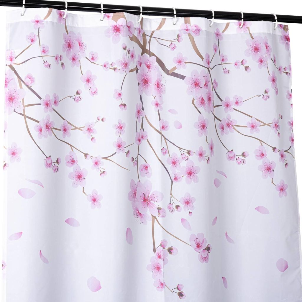 Duschvorhang FASTY Sakura Anti-Schimmel Polyester Badezimmervorhang Bad-Stoff 120x200cm Rosa Robust