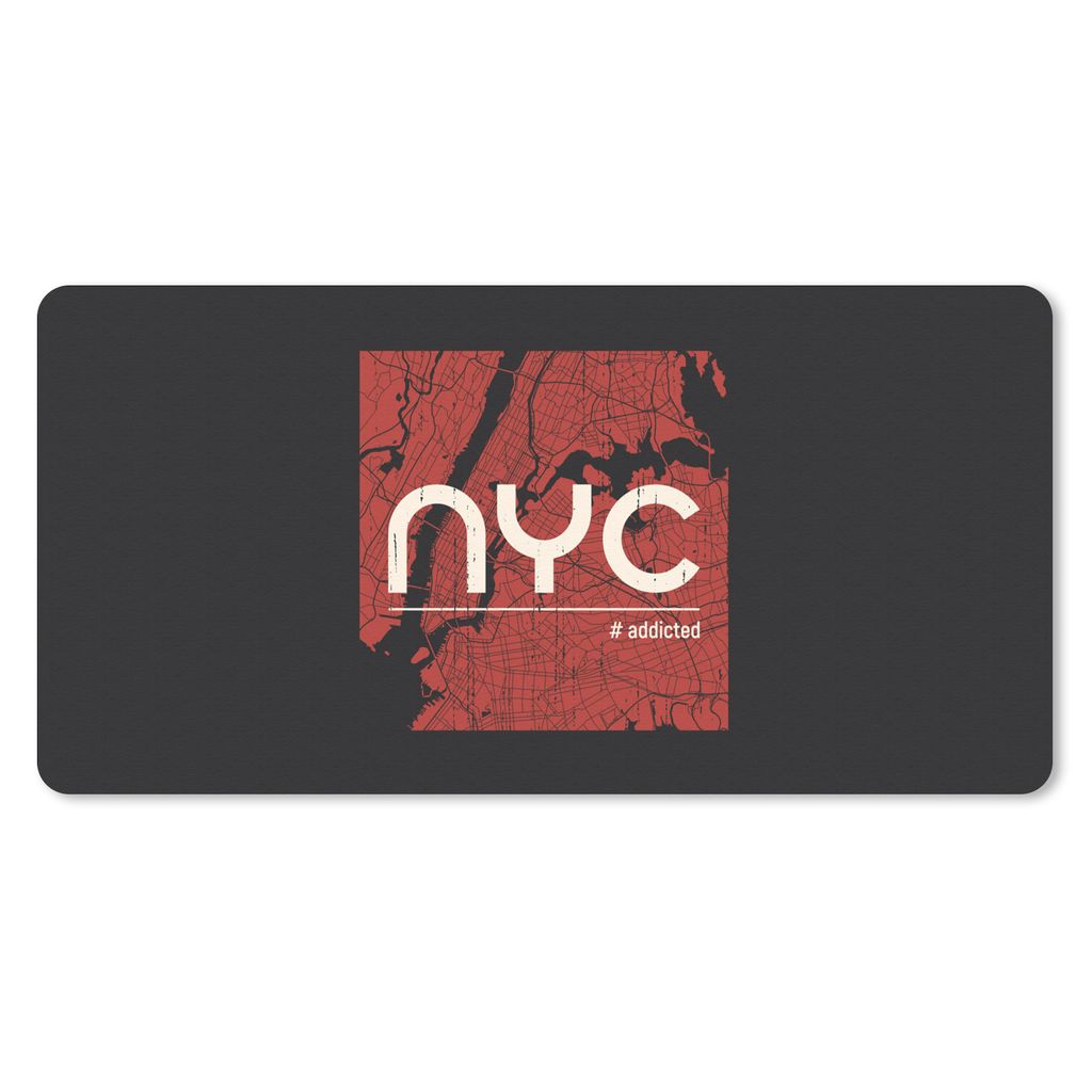 MuchoWow Schreibtischunterlage New York - NYC - Rot 80x40 cm - XXL Mauspad - Gaming Mauspad