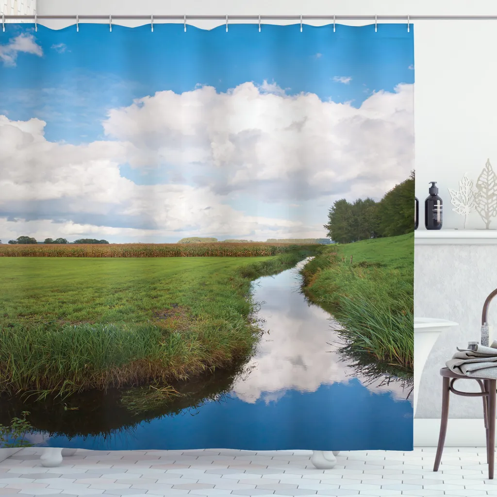 ABAKUHAUS Tenda Doccia 175x220 Paesaggio Fiume Verde | Shop Online