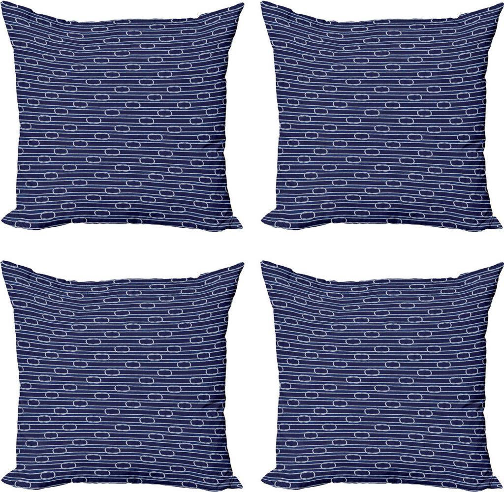 ABAKUHAUS Navy blau Kissenbezug Set (4 Stück), Marine-Knoten-Muster, Moderner Doppelseitiger Digitaldruck, 40 cm x 40 cm, Dunkelblau Weiß
