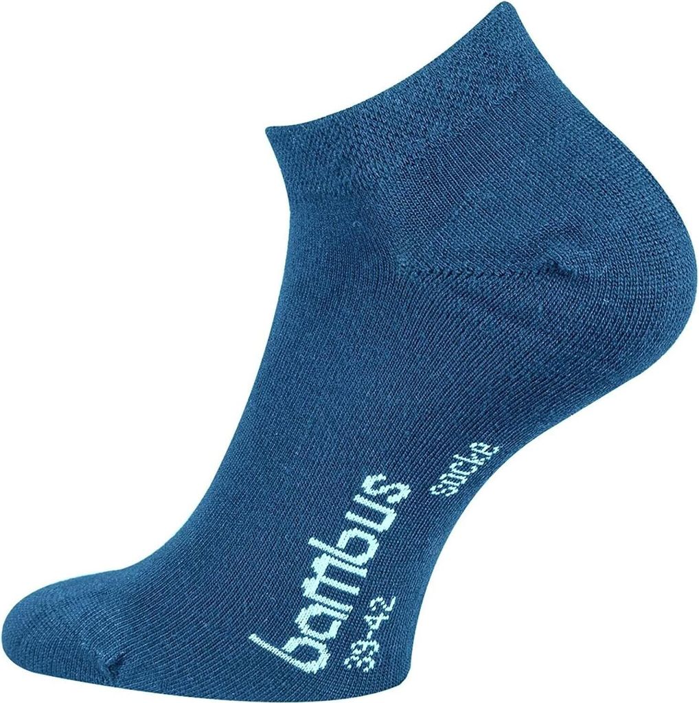 TippTexx 24 6 Paar Bambus Sneakersocken, Geruchs-Killer, Jeansblau, Größe 39-42