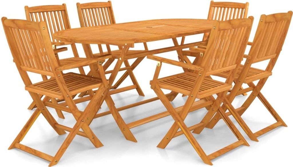 7-tlg. Garten-Essgruppe Klappbar Massivholz Akazie