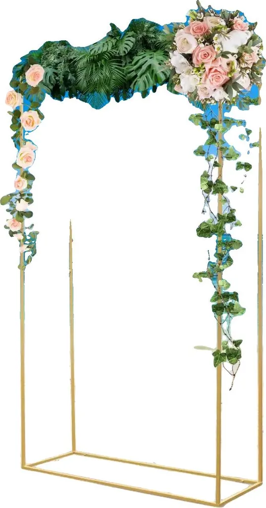 Arche de Cérémonie en Métal Jaune - Structure Décorative pour Fête et Mariage