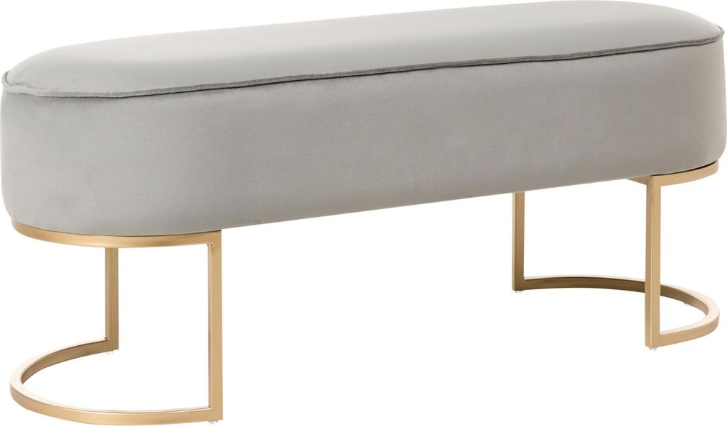 BELIANI Bettbank Hellgrau aus Samtstoff Goldenes Gestell 104 cm Glamourös Edel Elegant Sitzbank für Schlafzimmer