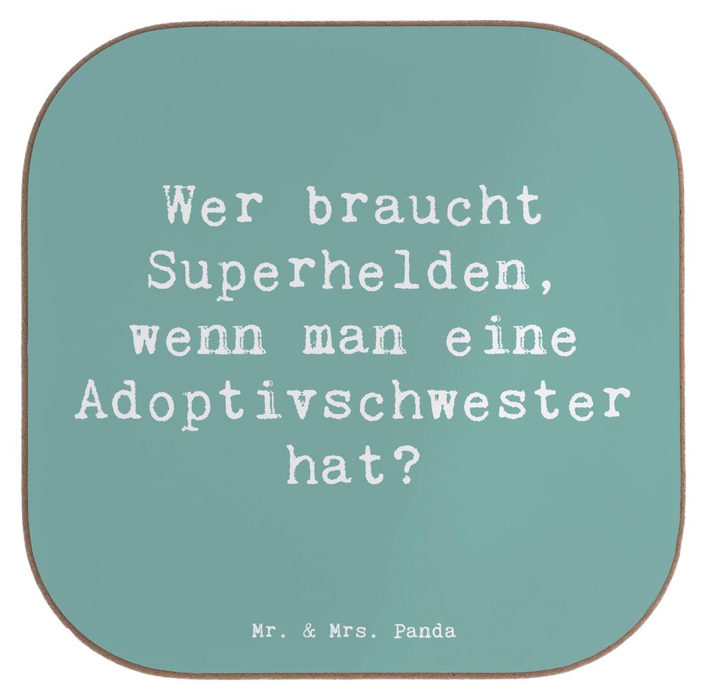 Mr. & Mrs. Panda Getränkeuntersetzer Spruch Adoptivschwester Heldin - Meeresbrise - Geschenk, Freude, Vertrauen, Coaster, Tischuntersetzer, Adopti...