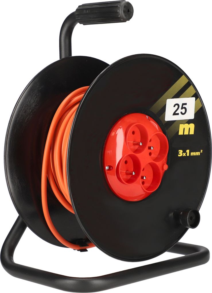 KOTARBAU Verlängerungskabel-Trommel 25m 3x1 H05VV-F Große Trommel mit Wärmeschutz 4-fach Erdung Metallständer Nützlich für jedes Haus, Grun...