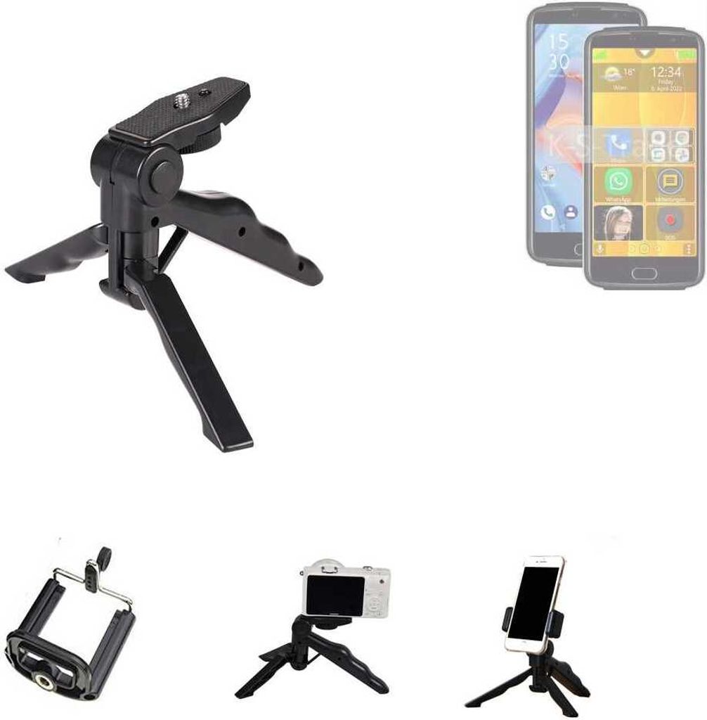 K-S-Trade Stativ Tisch-Ständer Dreibein Handy-Stativ Ständer kompatibel mit Bea-fon M7 premium Mini-Stativ Smartphone Tripod Handy-Stativ aus
